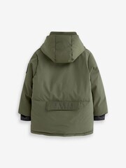 Baker by Ted Baker Khaki Green Shower Resistant Parka Coat - Image 6 of 9