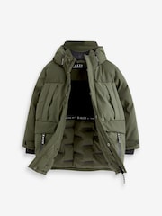 Baker by Ted Baker Khaki Green Shower Resistant Parka Coat - Image 9 of 9