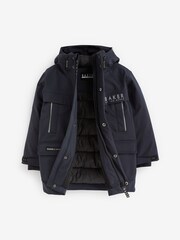 Baker by Ted Baker Navy Waterproof Parka Coat - Image 1 of 13