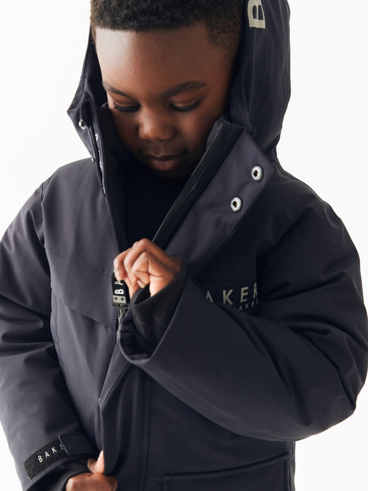 Baker by Ted Baker Navy Waterproof Parka Coat - Image 13 of 13