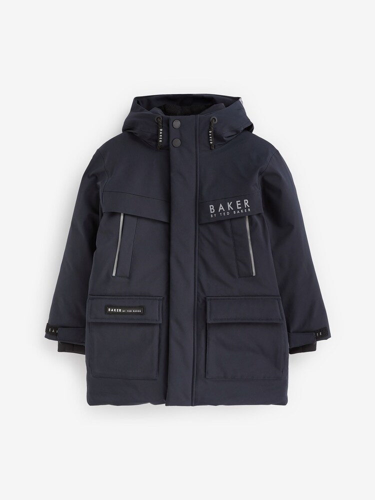 Baker by Ted Baker Navy Waterproof Parka Coat - Image 2 of 13
