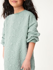 Mint Green/ Blue Floral Quilted Soft Jumper Dress (3-16yrs) - Image 1 of 6