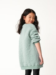 Mint Green/ Blue Floral Quilted Soft Jumper Dress (3-16yrs) - Image 3 of 6