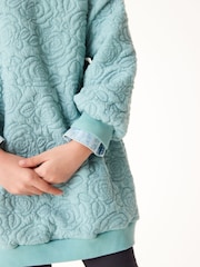 Mint Green/ Blue Floral Quilted Soft Jumper Dress (3-16yrs) - Image 4 of 6