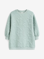 Mint Green/ Blue Floral Quilted Soft Jumper Dress (3-16yrs) - Image 5 of 6