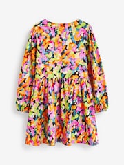 Pink/ Yellow/ Blue/ Black Digital Splat Print Long Sleeve Jersey Dress (3-16yrs) - Image 6 of 6