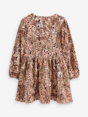 Neutral Animal Print Long Sleeve Jersey Dress (3-16yrs) - Image 6 of 6