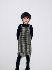Black/White Jacquard Pinafore Dress And Top Set (3-16yrs) - Image 1 of 7