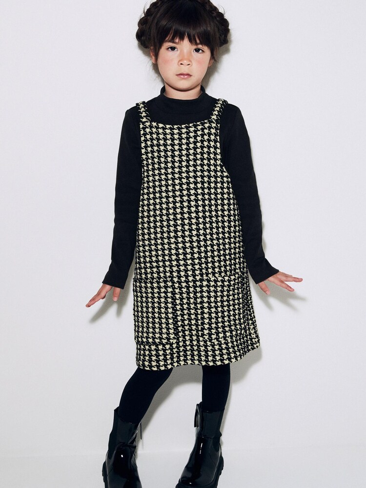 Black/White Jacquard Pinafore Dress And Top Set (3-16yrs) - Image 2 of 7