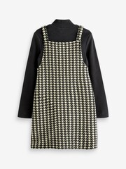 Black/White Jacquard Pinafore Dress And Top Set (3-16yrs) - Image 6 of 7