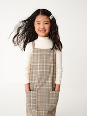 Neutral Check Jacquard Pinafore Dress And Top Set (3-16yrs) - Image 1 of 9