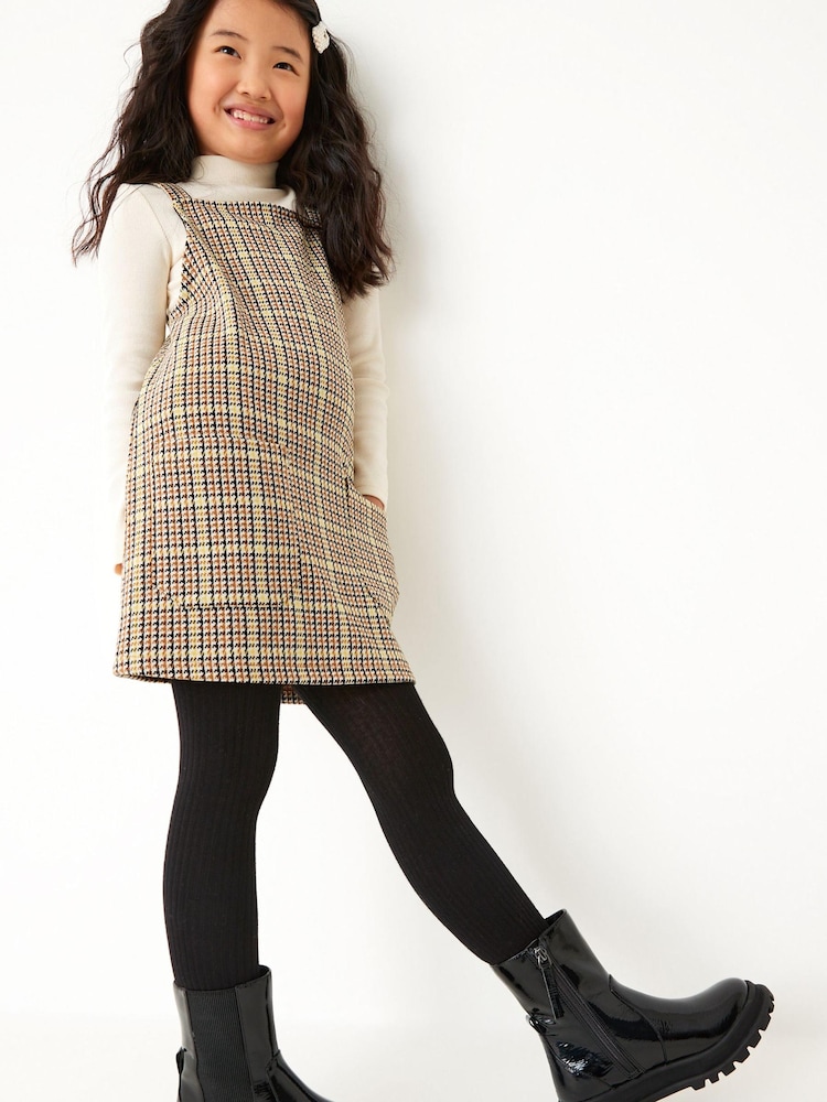 Neutral Check Jacquard Pinafore Dress And Top Set (3-16yrs) - Image 2 of 9