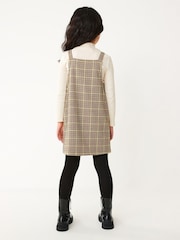 Neutral Check Jacquard Pinafore Dress And Top Set (3-16yrs) - Image 3 of 9