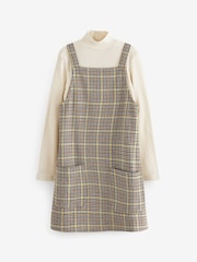 Neutral Check Jacquard Pinafore Dress And Top Set (3-16yrs) - Image 4 of 9