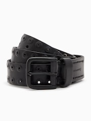 AllSaints Black Rowan Smooth Belt - Image 1 of 5