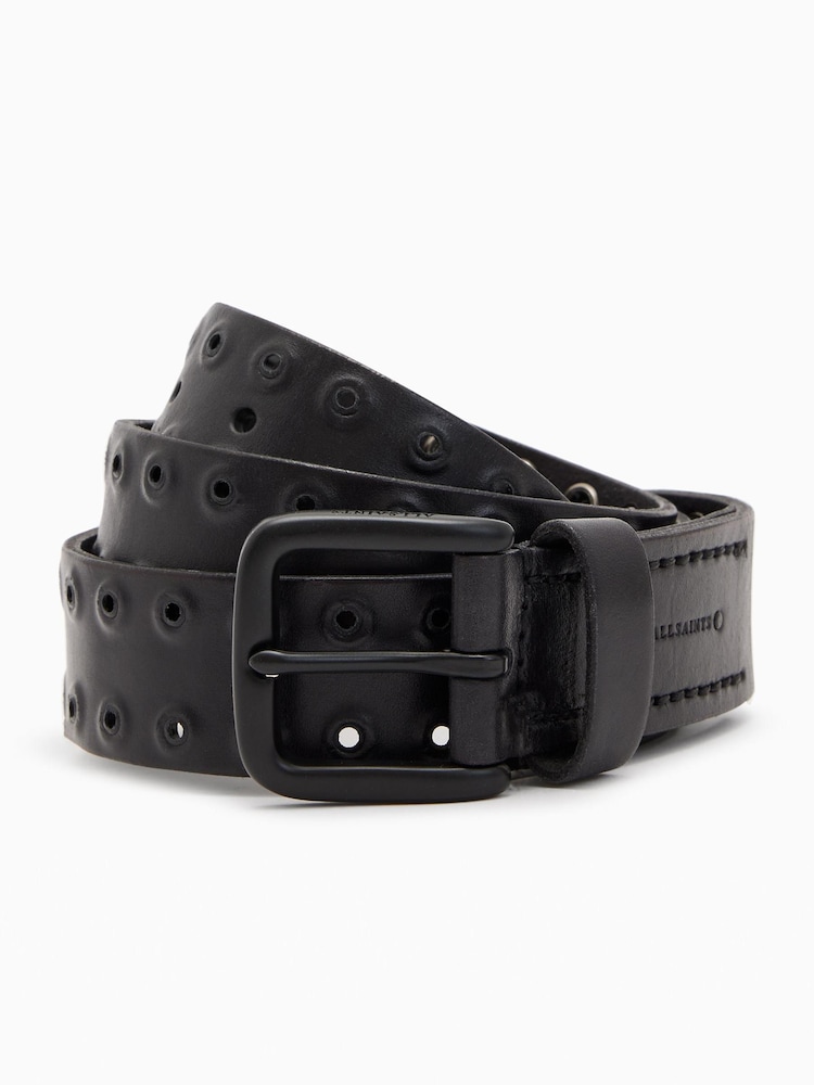 AllSaints Black Rowan Smooth Belt - Image 1 of 5
