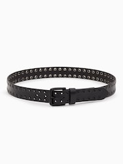 AllSaints Black Rowan Smooth Belt - Image 2 of 5