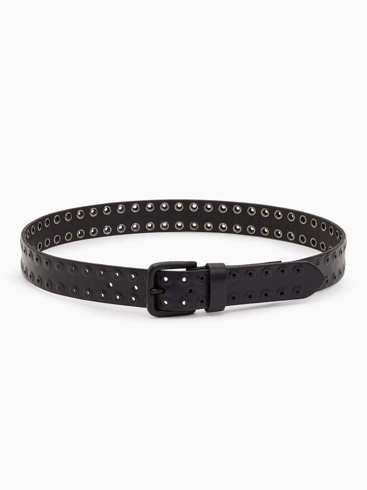 AllSaints Black Rowan Smooth Belt - Image 2 of 5