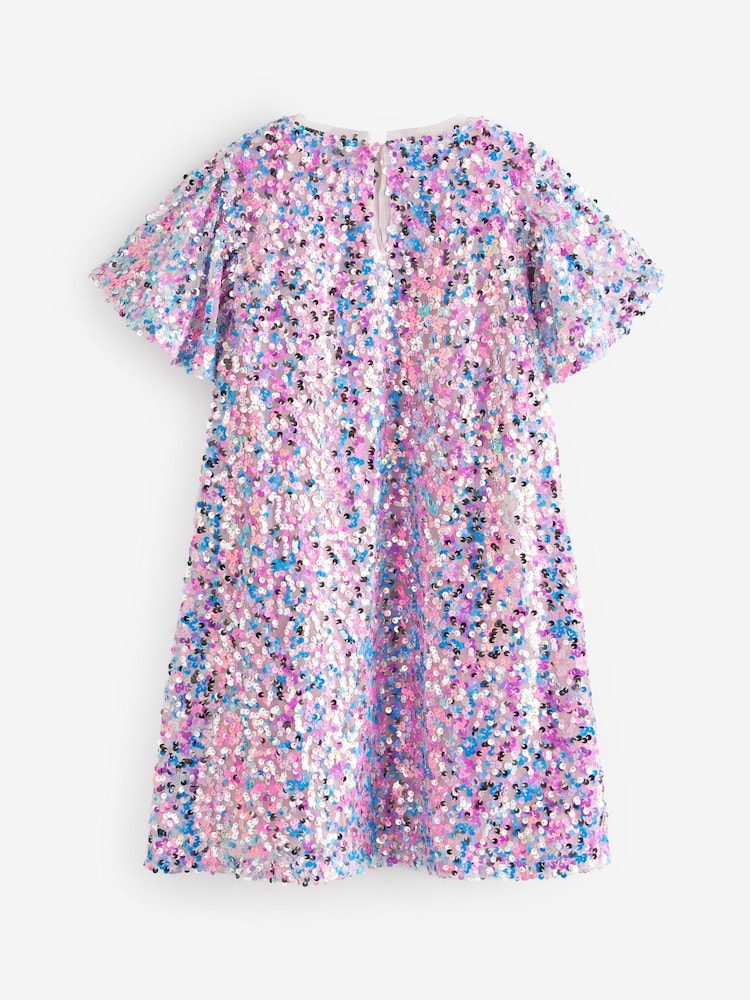 Pink/Blue/Silver Sequin Dress (3-16yrs) - Image 7 of 7