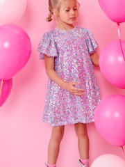 Pink/Blue/Silver Sequin Dress (3-16yrs) - Image 2 of 7