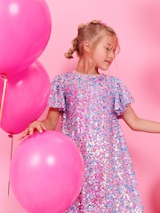 Pink/Blue/Silver Sequin Dress (3-16yrs) - Image 3 of 7