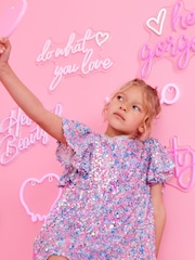 Pink/Blue/Silver Sequin Dress (3-16yrs) - Image 5 of 7