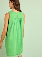 Grün/Weiß - Ärmelloses Minikleid mit Lochstickerei - Bild 3 von 6