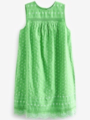 Grün/Weiß - Ärmelloses Minikleid mit Lochstickerei - Bild 5 von 6