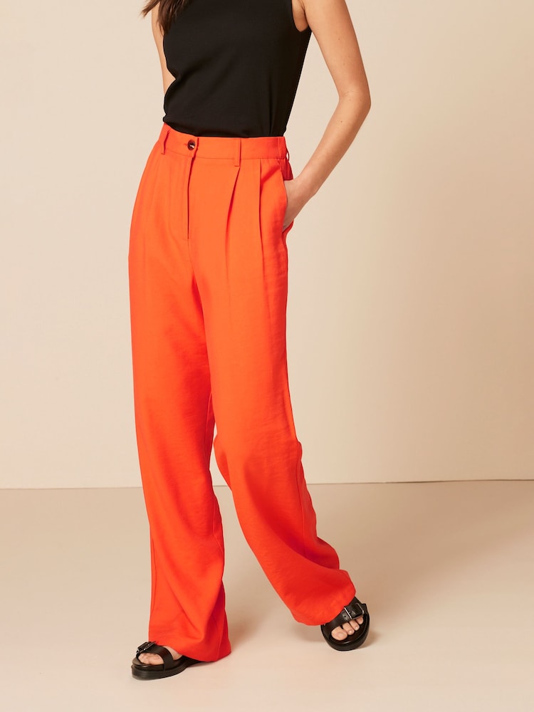 Orange Tailored Elastic Back Wide Leg Trousers - Image 2 of 5 Orange Tailored Elastic Back Wide Leg Trousers - Image 2 of 5