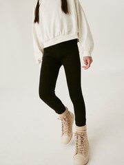Black Long Length Cosy Fleece Lined Leggings (3-16yrs) - Image 1 of 7