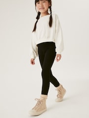 Black Long Length Cosy Fleece Lined Leggings (3-16yrs) - Image 2 of 7