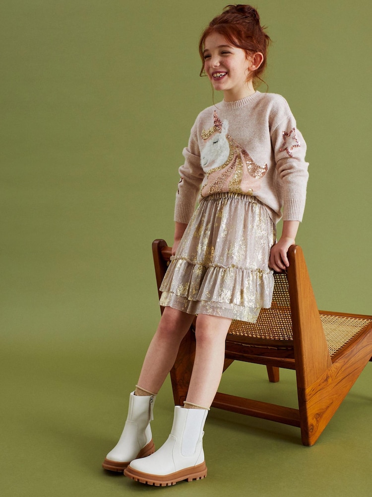 Pink/ Gold Foil Sparkle Skirt (3-16yrs) - Image 2 of 5