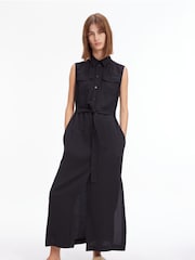 Calvin Klein Tencel Sleeveless Black Shirt Dress - Image 1 of 4