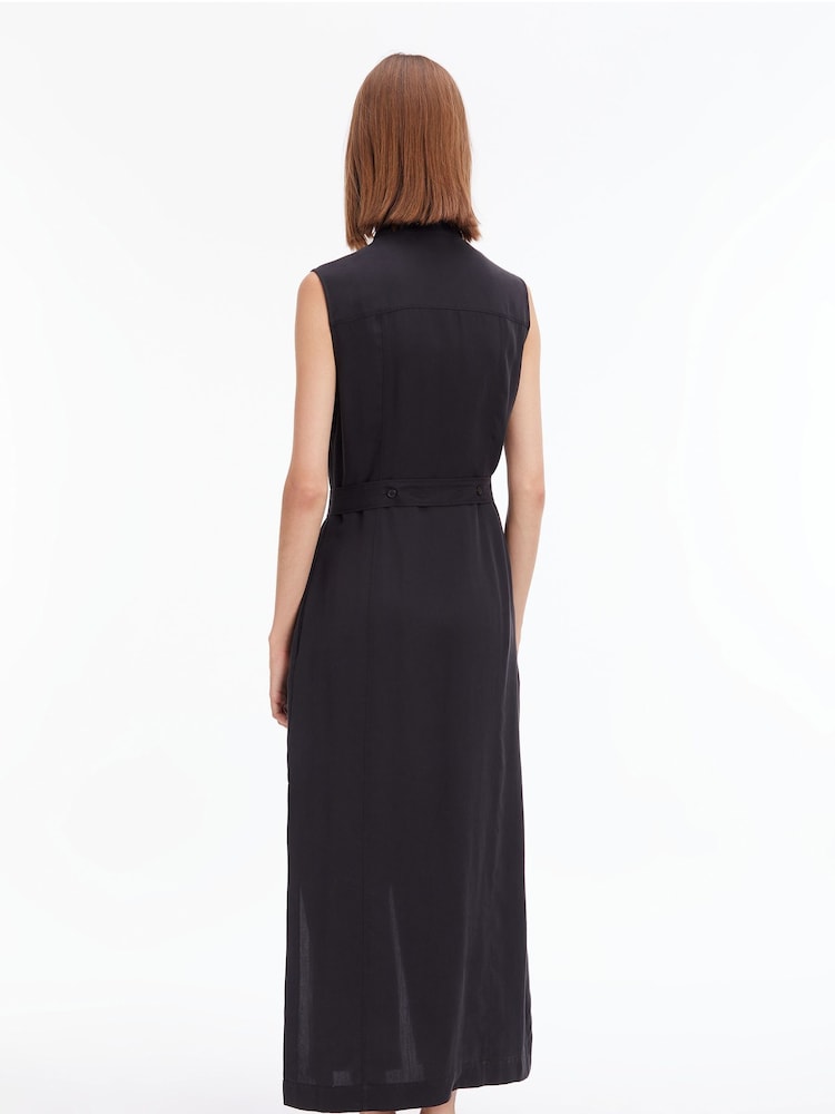 Calvin Klein Tencel Sleeveless Black Shirt Dress - Image 2 of 4