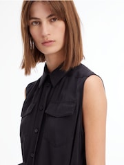 Calvin Klein Tencel Sleeveless Black Shirt Dress - Image 3 of 4