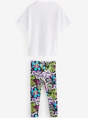 Black/White Graffiti T-Shirt And Leggings Set (3-16yrs) - Image 6 of 9