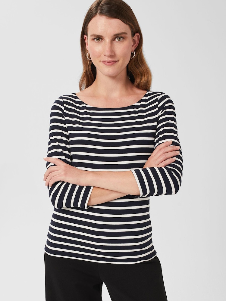 Hobbs Blue Sonya Striped Top - Image 1 of 4 Hobbs Blue Sonya Striped Top - Image 1 of 4