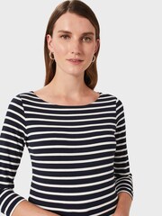 Hobbs Blue Sonya Striped Top - Image 3 of 4