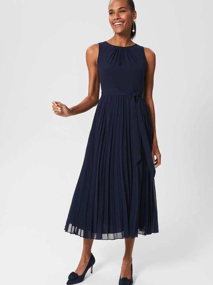 Hobbs Blue Blythe Midi Dress - Image 1 of 4 Hobbs Blue Blythe Midi Dress - Image 1 of 4