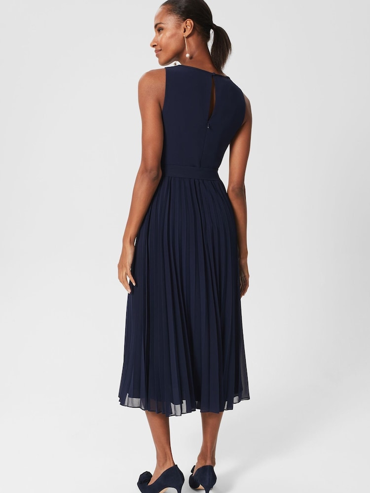 Hobbs Blue Blythe Midi Dress - Image 2 of 4 Hobbs Blue Blythe Midi Dress - Image 2 of 4