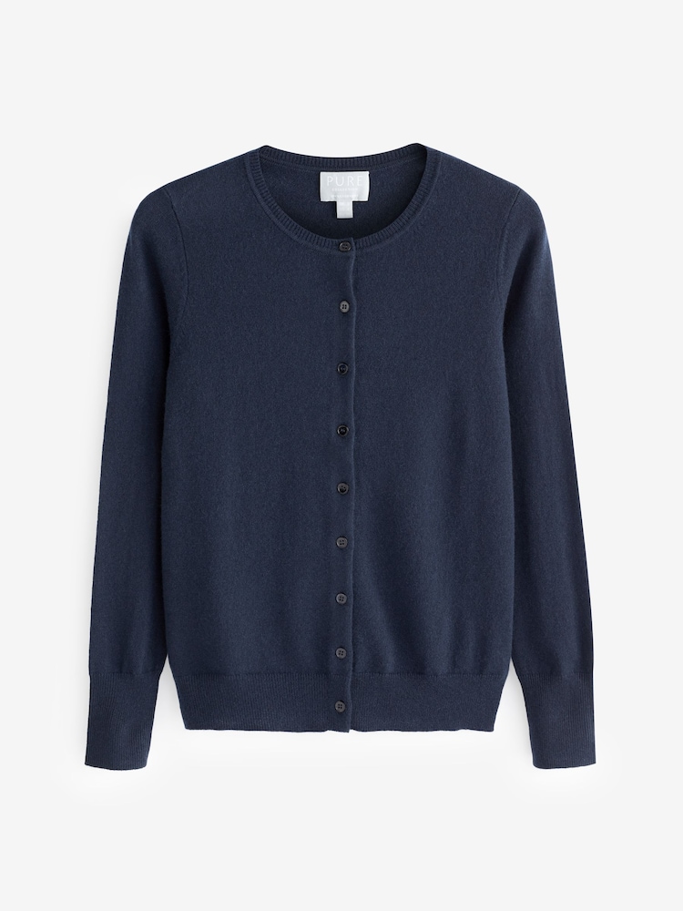 Pure Collection Crew Neck Cashmere Cardigan - Image 4 of 4