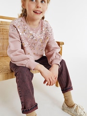 Mink Brown  Sequin Crew Sweatshirt Top (3-16yrs) - Image 4 of 7