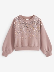 Mink Brown  Sequin Crew Sweatshirt Top (3-16yrs) - Image 5 of 7