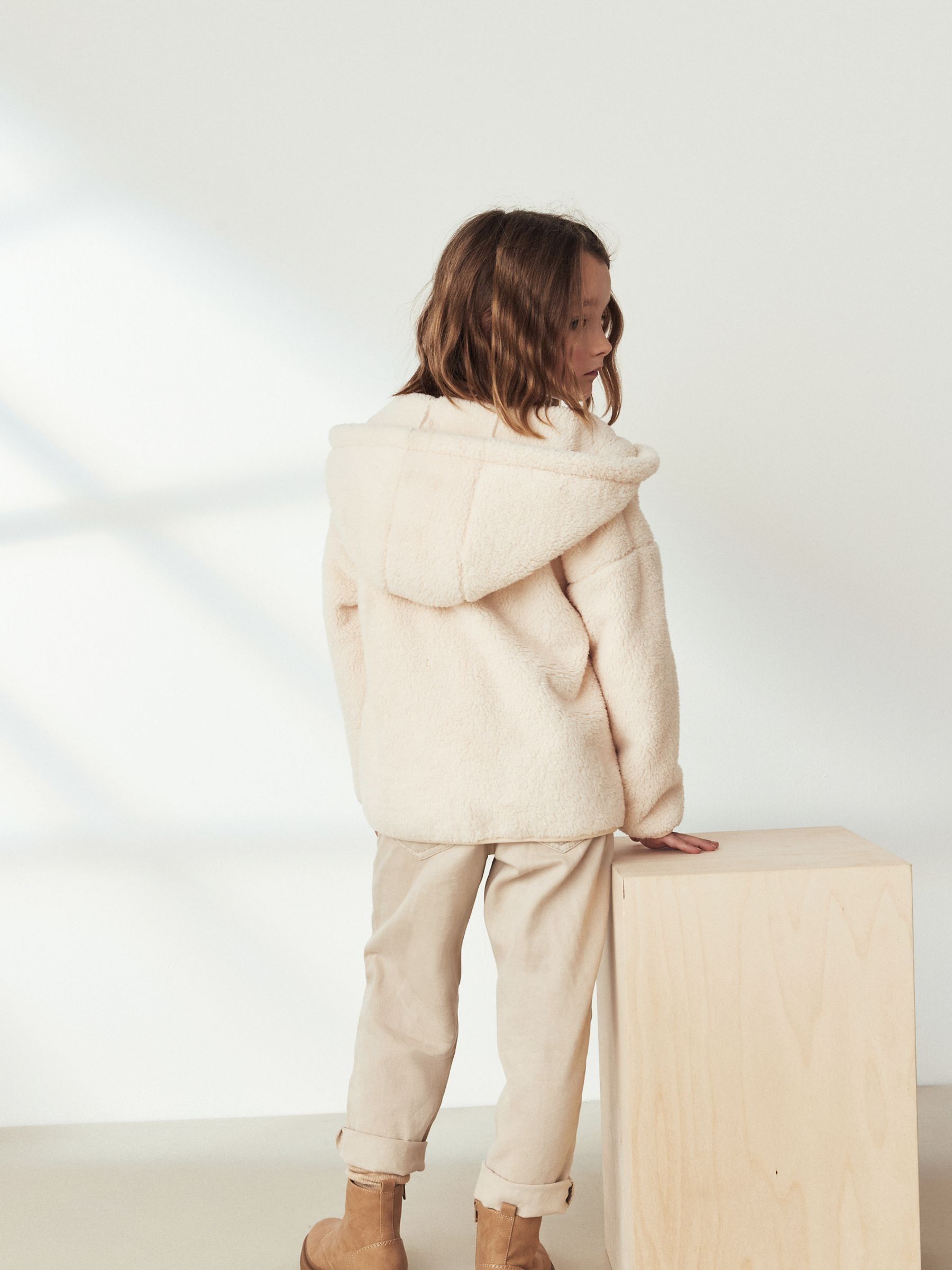 Cream borg faux fur hoodie best sale