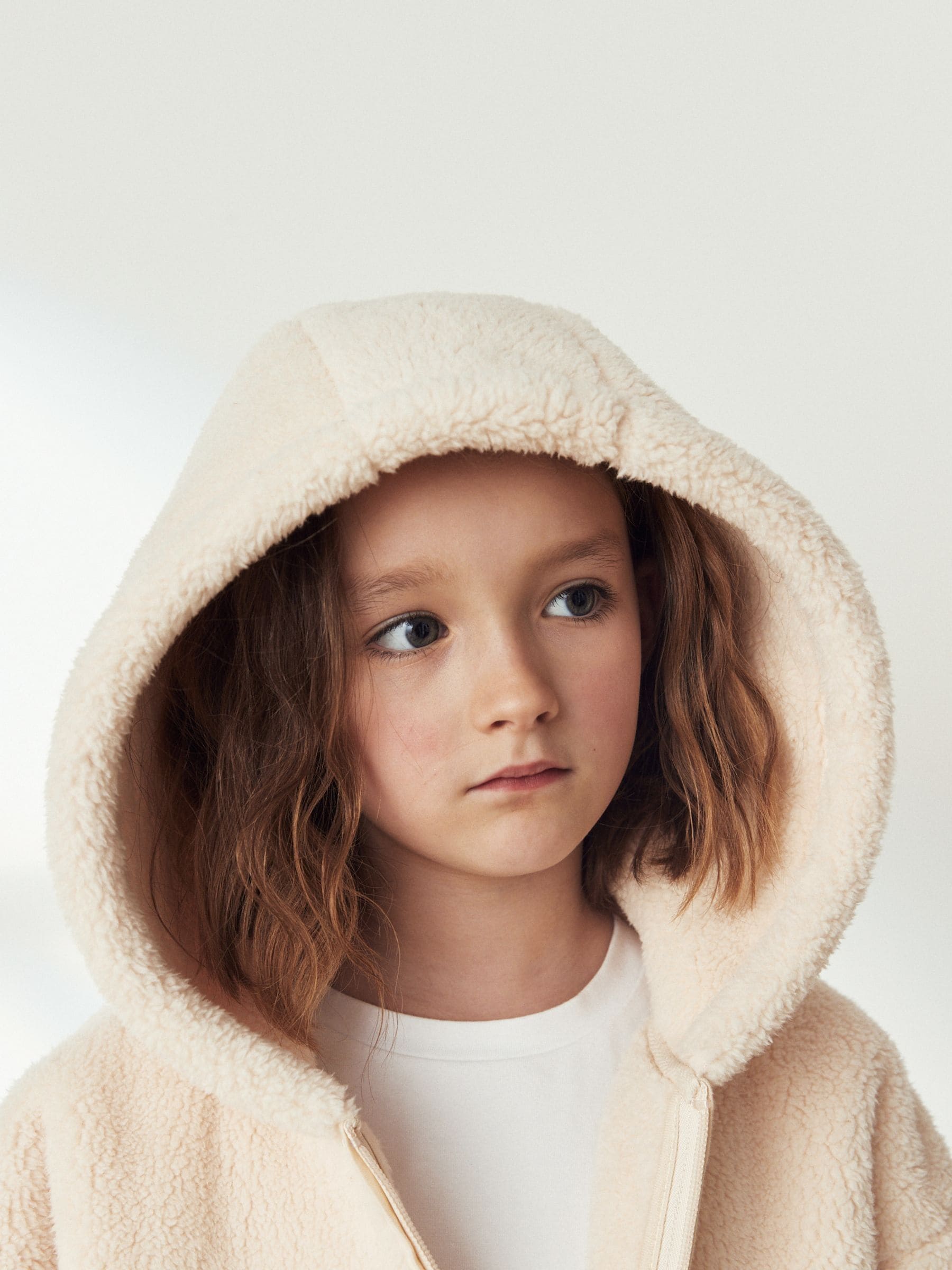 Buy Cream Teddy Borg Fleece Jacket Zip Hoodie 3 16yrs from Next Oman
