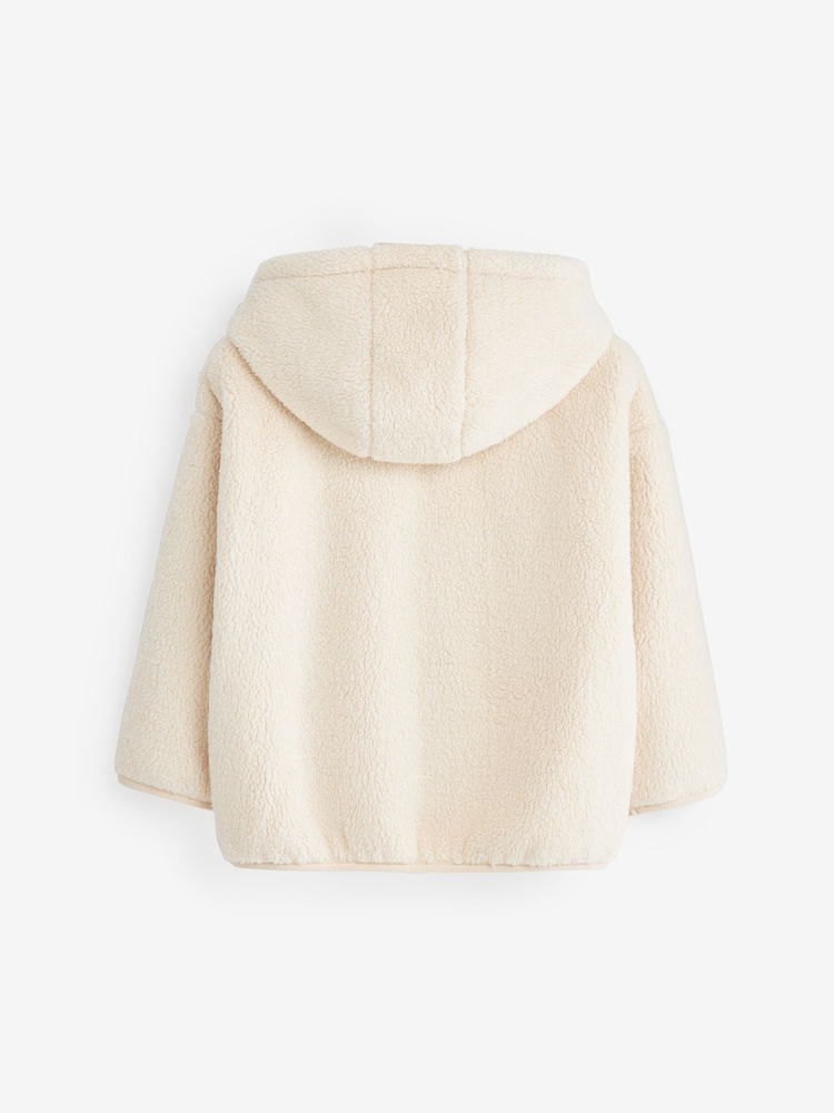 Cream Teddy Borg Fleece Jacket Zip Hoodie (3-16yrs) - Image 6 of 8