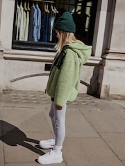 Green Pocket Teddy Borg Fleece Jacket Zip Hoodie (3-16yrs) - Image 3 of 7