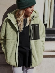 Green Pocket Teddy Borg Fleece Jacket Zip Hoodie (3-16yrs) - Image 4 of 7