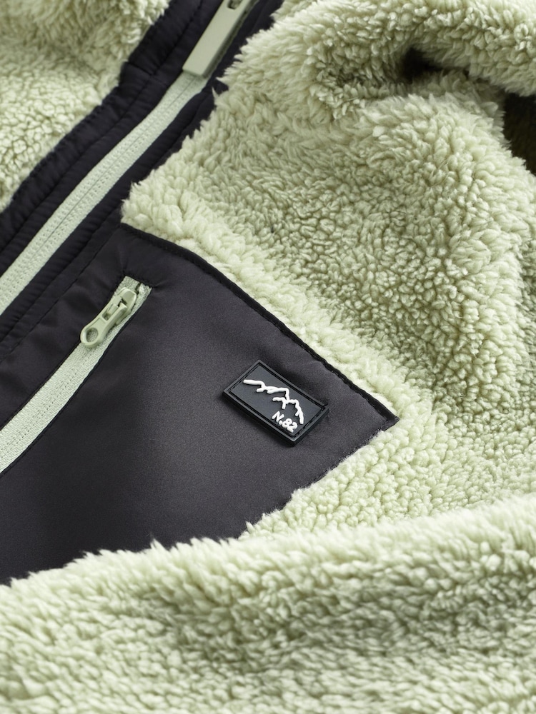 Green Pocket Teddy Borg Fleece Jacket Zip Hoodie (3-16yrs) - Image 7 of 7