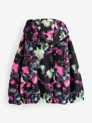 Black Tie Dye Printed Teddy Borg Fleece Jacket Zip Hoodie (3-16yrs) - Image 5 of 7